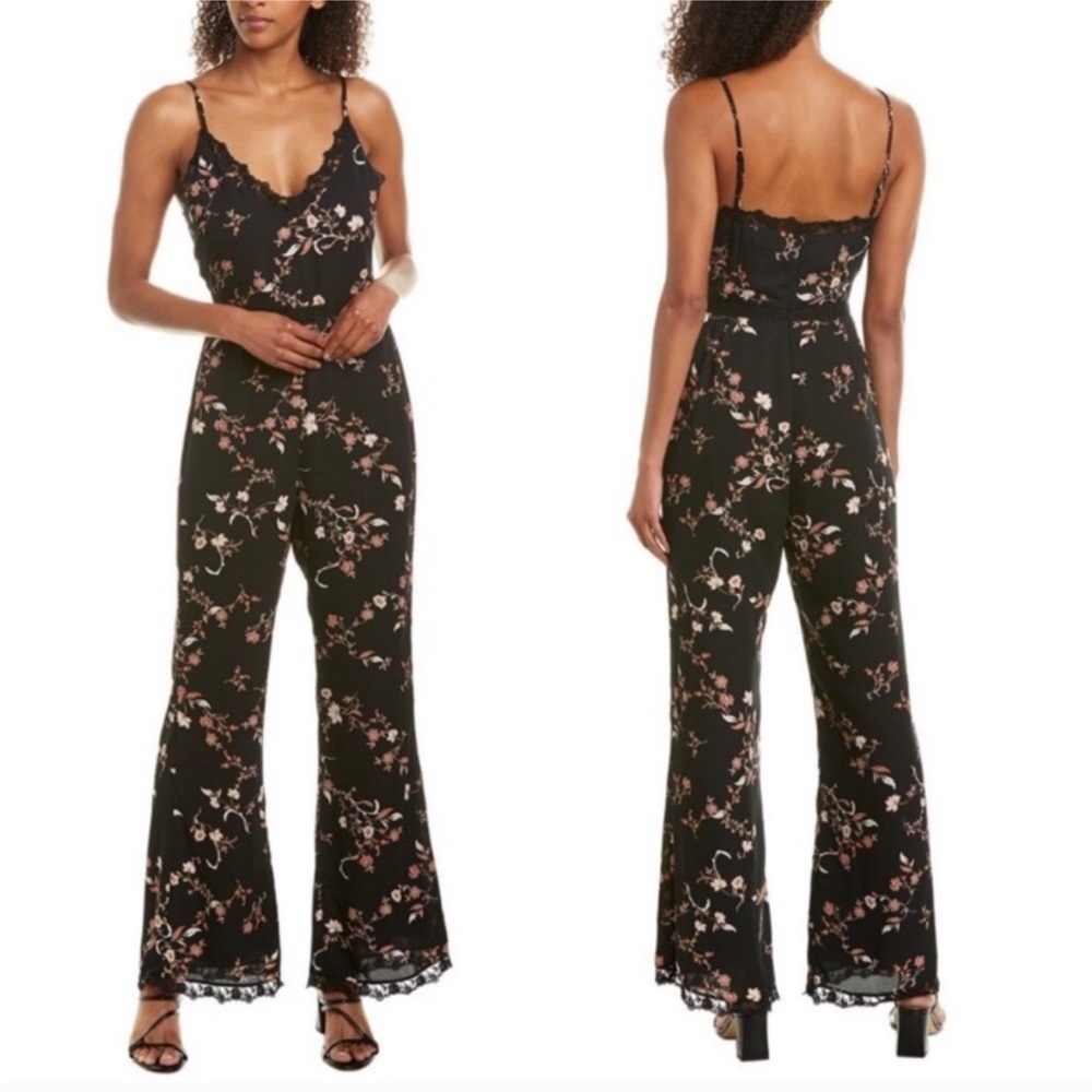 Cupcakes & Cashmere Lace Floral Black Floral Jumpsuit sz 2